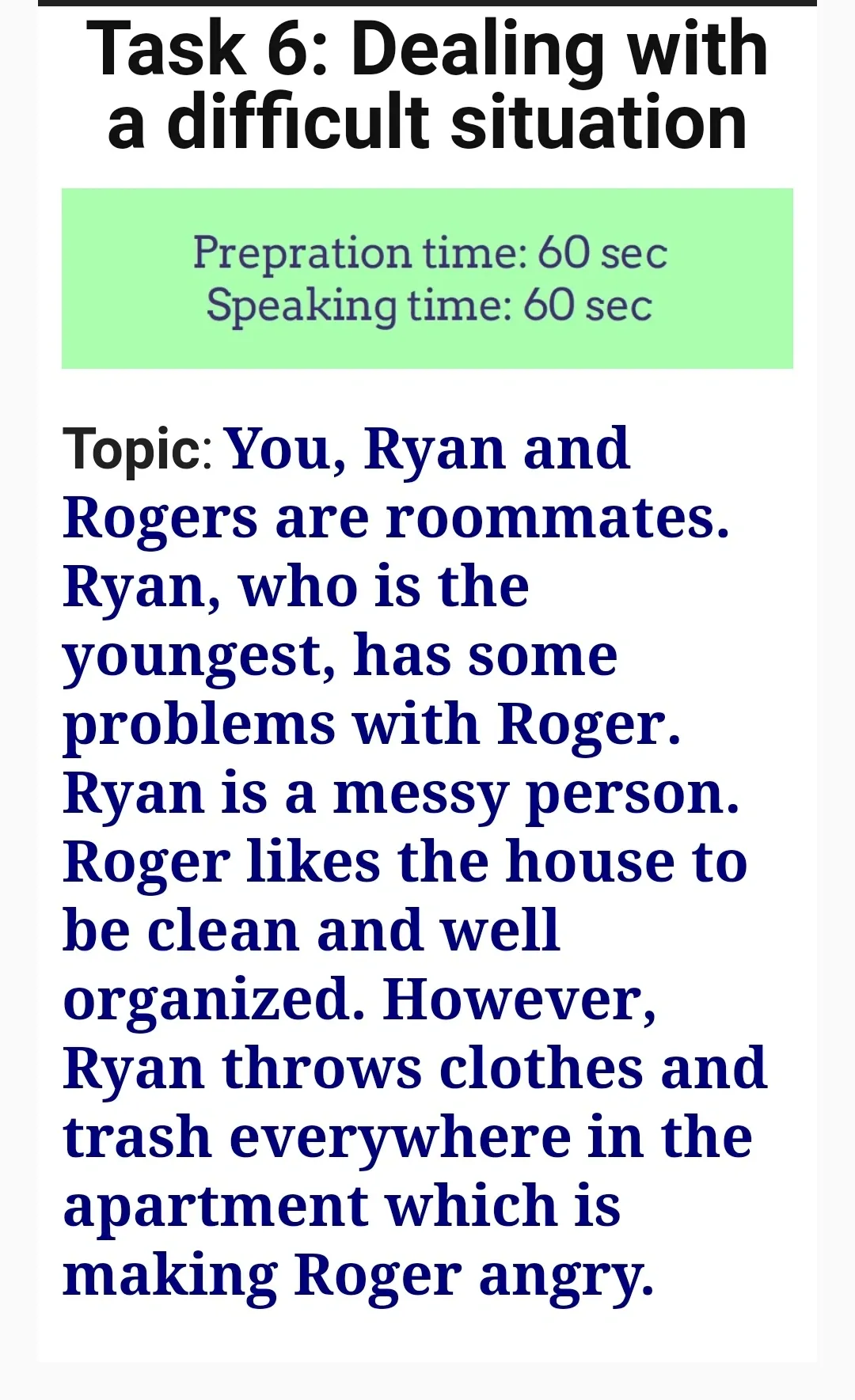 CELPIP Speaking Part/Task 6: Dealing with a difficult situation.