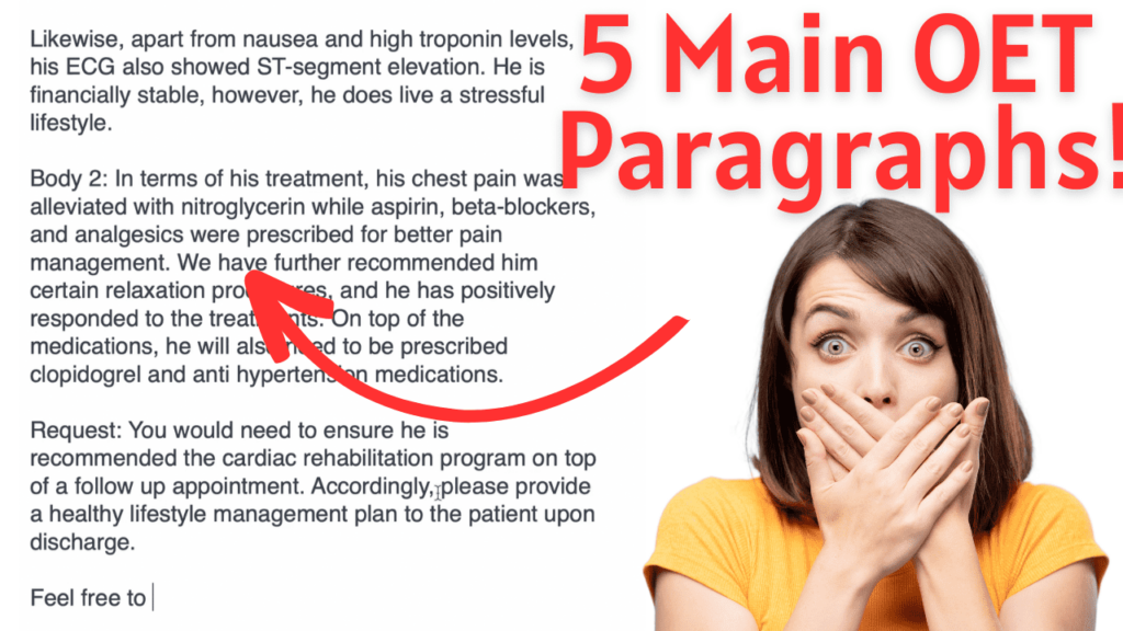 See the five paragraphs you must write to receive a B or above on the Nursing OET Writing Sample.
