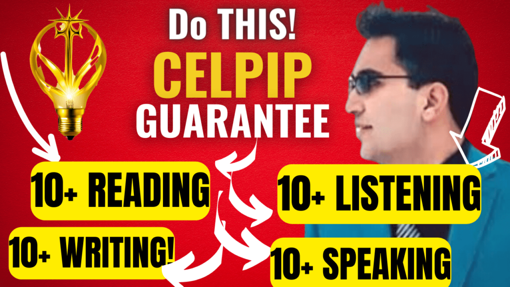 Lightbulb and text with person in sunglasses on red background.