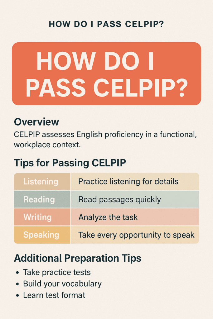 How do I pass CELPIP? Discover expert tips, strategies, and study plans to pass CELPIP and get the score you need for immigration or career success in Canada.