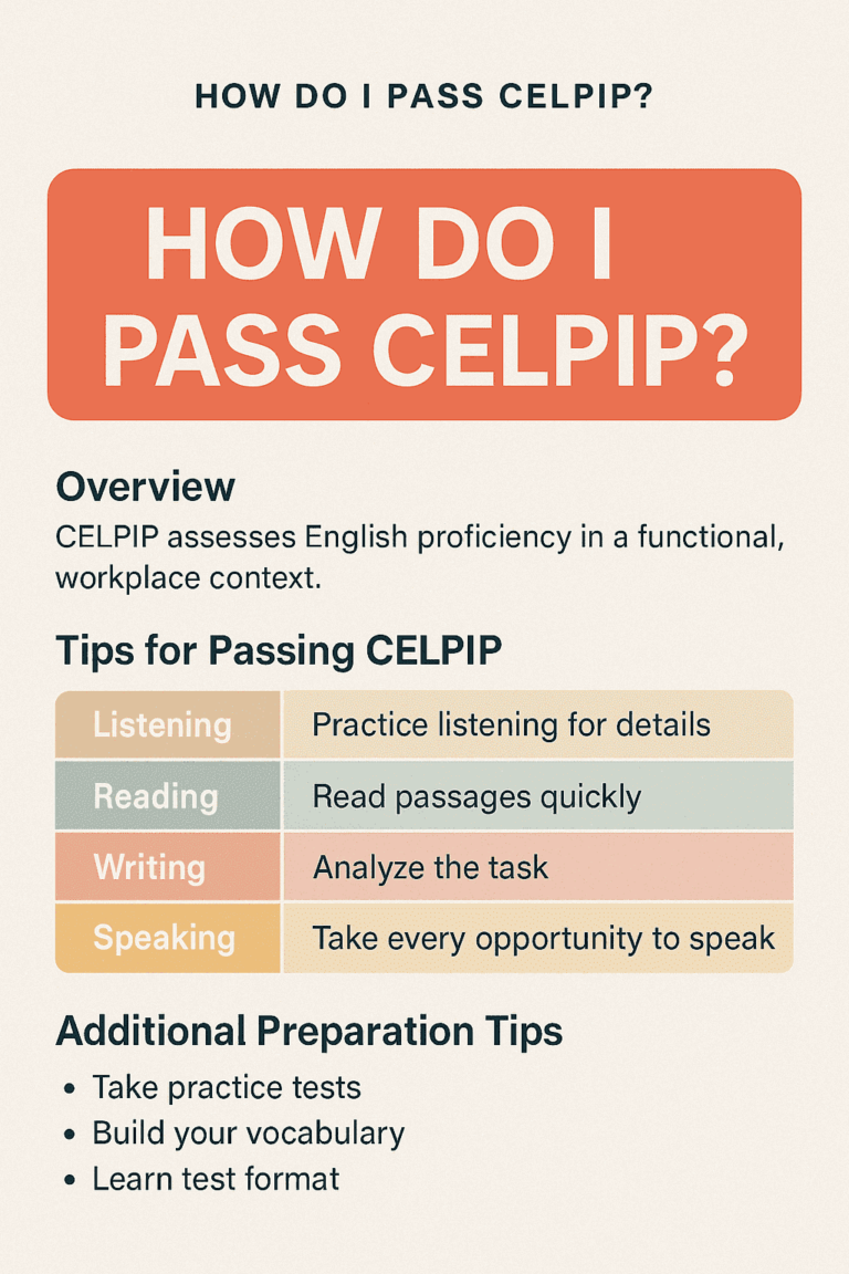 How do I pass CELPIP? Discover expert tips, strategies, and study plans to pass CELPIP and get the score you need for immigration or career success in Canada.