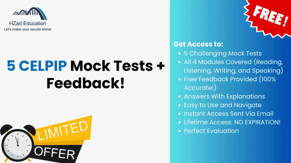 Free Online CELPIP Practice Mock Tests by HZad Education