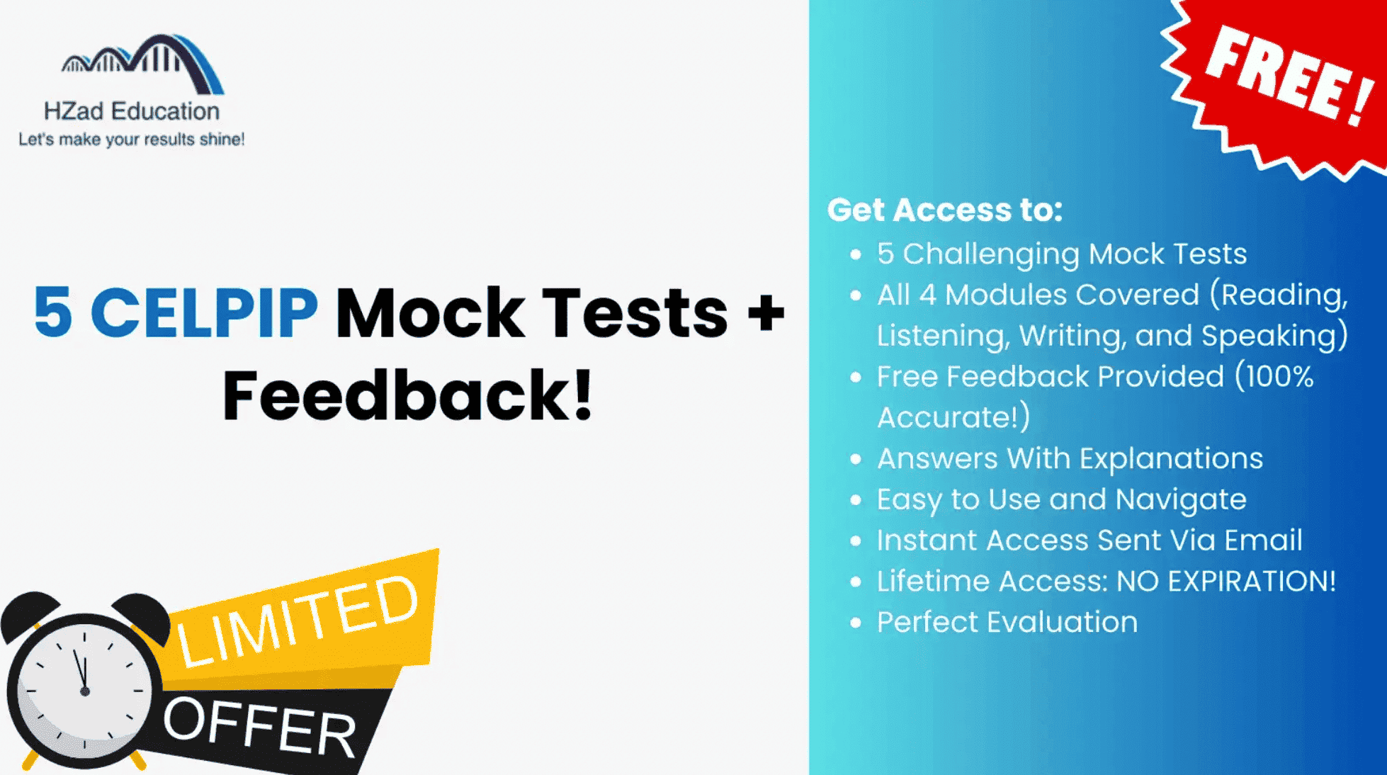 Free Online CELPIP Practice Mock Tests by HZad Education