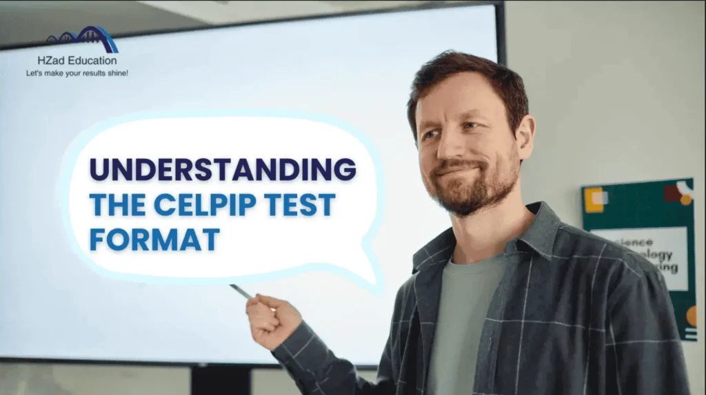 Man pointing at screen in a classroom setting.