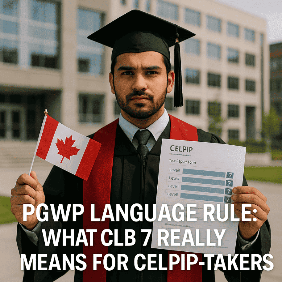 CLB 7 is now required for PGWP! Find out how CELPIP scores affect your work permit and how to meet this rule.