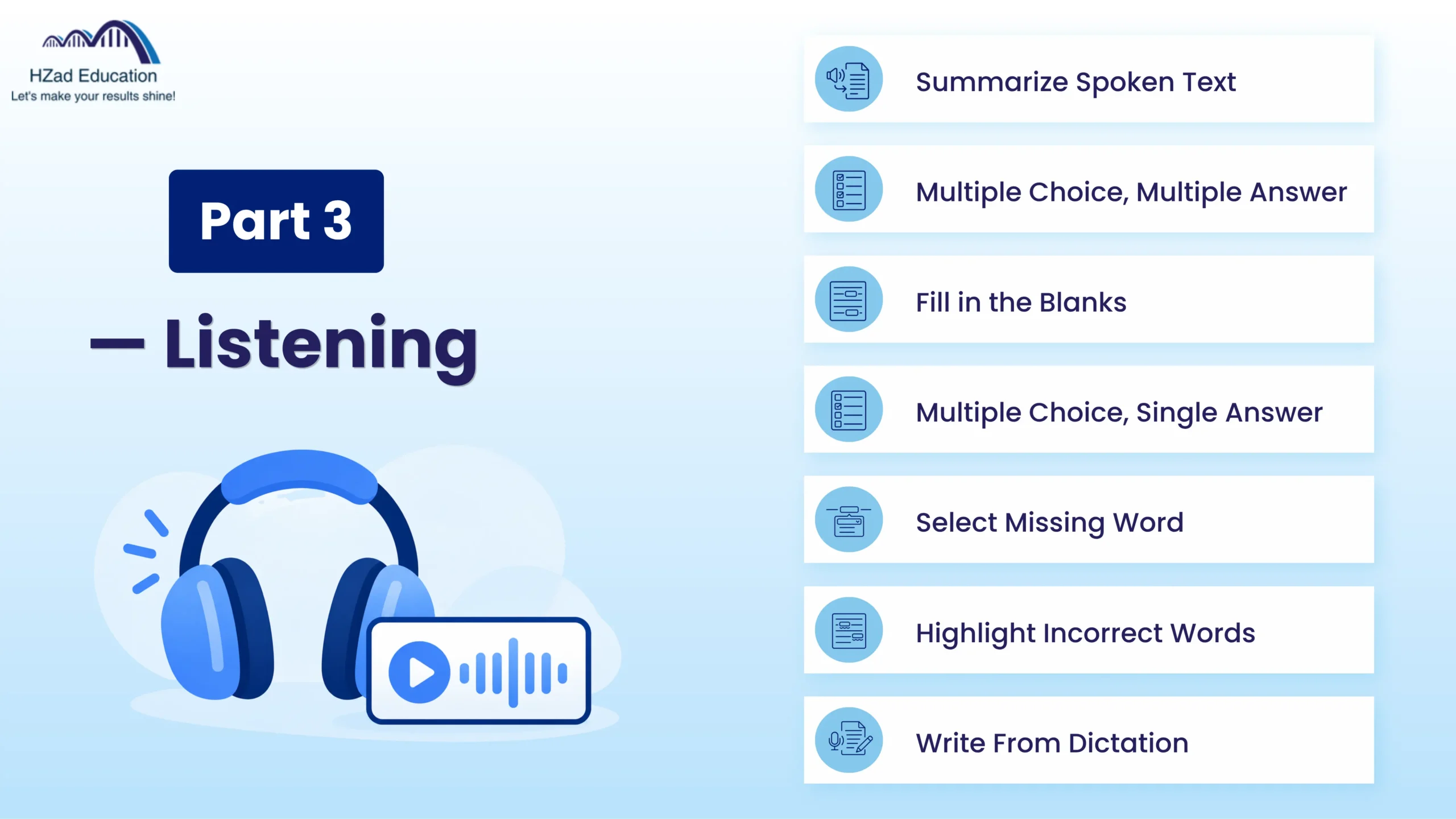 Part 3 — Listening