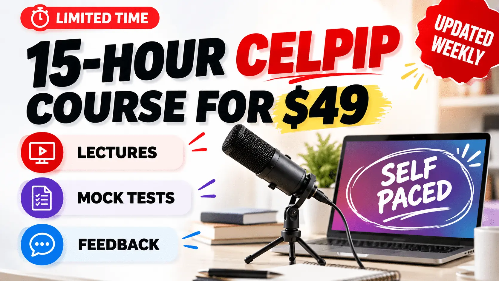 Limited time 15-hour CE LPIP course for $49 with videos, materials, feedback.